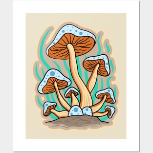 Retro magic mushrooms, mushroom lover Posters and Art